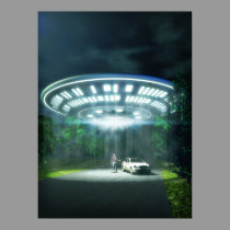 UFO car abduction posters