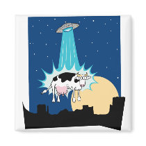 UFO Cow Abduction Fridge Magnets