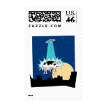 UFO Cow Abduction Postage Stamp