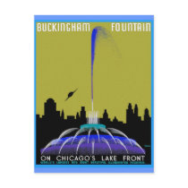UFO over Chicago - Buckingham Fountain Post Card