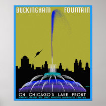 UFO over Chicago - Buckingham Fountain Print