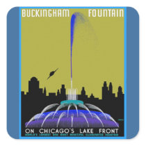 UFO over Chicago - Buckingham Fountain Square Sticker