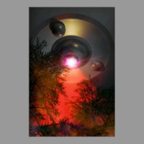 UFO over forest posters