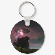 UFO Over Powerlines 2 Keychain by MDKgraphics UFO Over Powerlines 2 Keychain