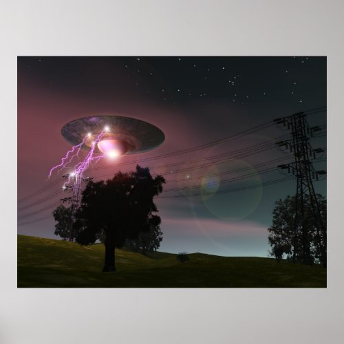 UFO Over Powerlines 2 Poster print