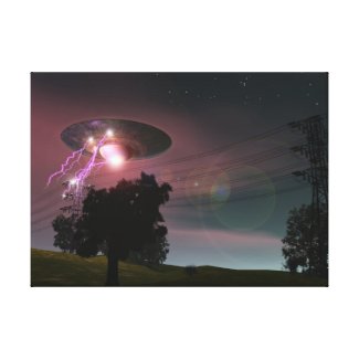 UFO Over Powerlines 2 Stretched Canvas Print