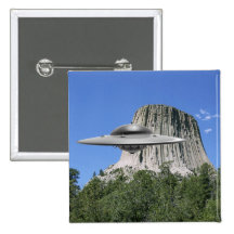 UFO Salamander at Devils Tower Pinback Button