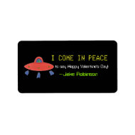 UFO Valentine sticker label
