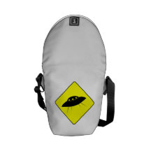 UFO Warning Sign Messenger Bags