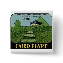 UFO'S OVER CAIRO EGYPT TRAVEL DESIGN PINBACK BUTTONS