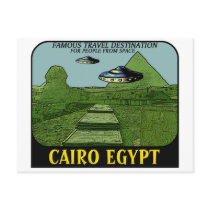 UFO'S OVER CAIRO EGYPT TRAVEL DESIGN POSTCARDS