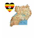 Uganda Flag Heart and Map T-Shirt
