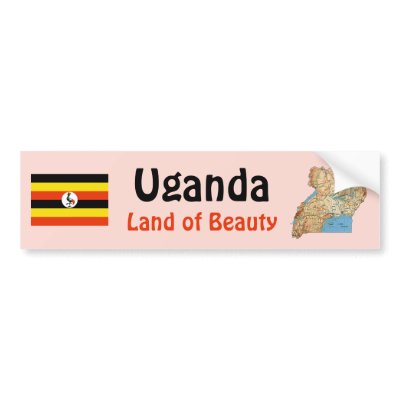 Uganda Flag + Map Bumper Sticker by FlagAndMap