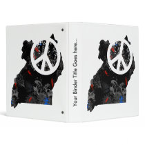 Uganda Trendy Peace Sign with Ugandan map 3 Ring Binders