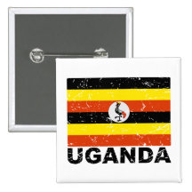 Uganda Vintage Flag Button
