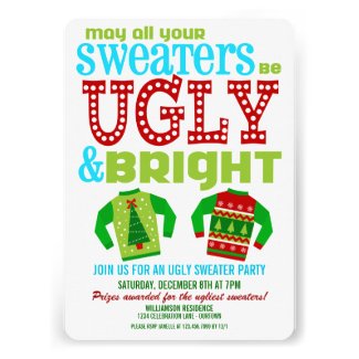 Ugly and Bright Christmas Sweaters Party Custom Invitations