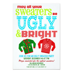 Ugly and Bright Christmas Sweaters Party 5x7 Paper Invitation Card