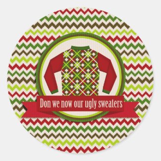Ugly and Tacky Christmas Sweater Party Stickers