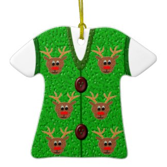 Ugly Christmas Reindeer Sweater Vest Ornament