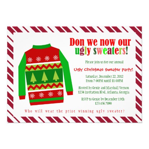 ugly christmas sweater christmas party invitation 5 quot x 7 ugly christmas sweater christmas party invitation 5 quot x 7
