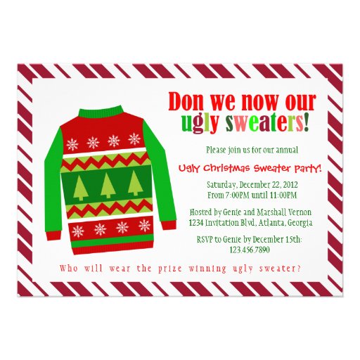 Ugly Christmas Sweater Christmas Party Invitation (front side)
