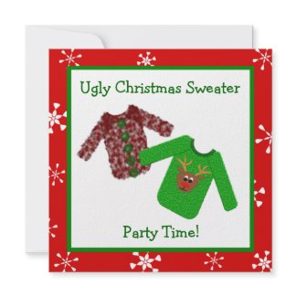 Ugly Christmas Sweater Christmas Party Invitations 