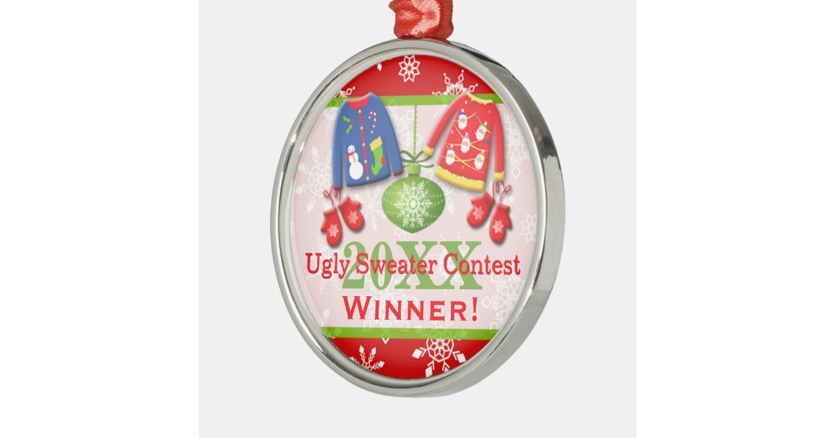 ugly christmas sweater contest winner ornament 5 zazzle ugly christmas sweater contest winner ornament 5 zazzle
