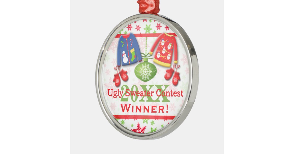 ugly christmas sweater contest winner ornament 7 zazzle ugly christmas sweater contest winner ornament 7 zazzle