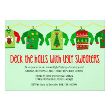 Ugly Christmas Sweater Holiday Party Invitation