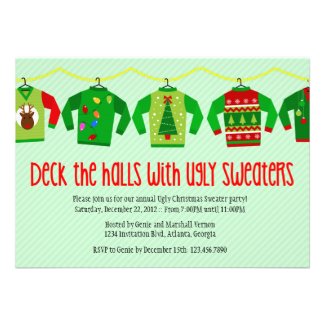 Ugly Christmas Sweater Holiday Party Invitation