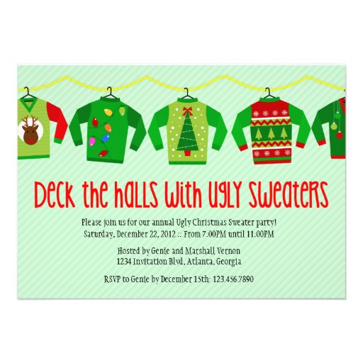 Ugly Christmas Sweater Holiday Party Invitation (front side)