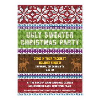 Ugly Christmas Sweater Holiday Party Invitations