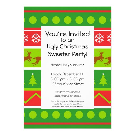 Ugly Christmas Sweater Party Custom Invite (front side)