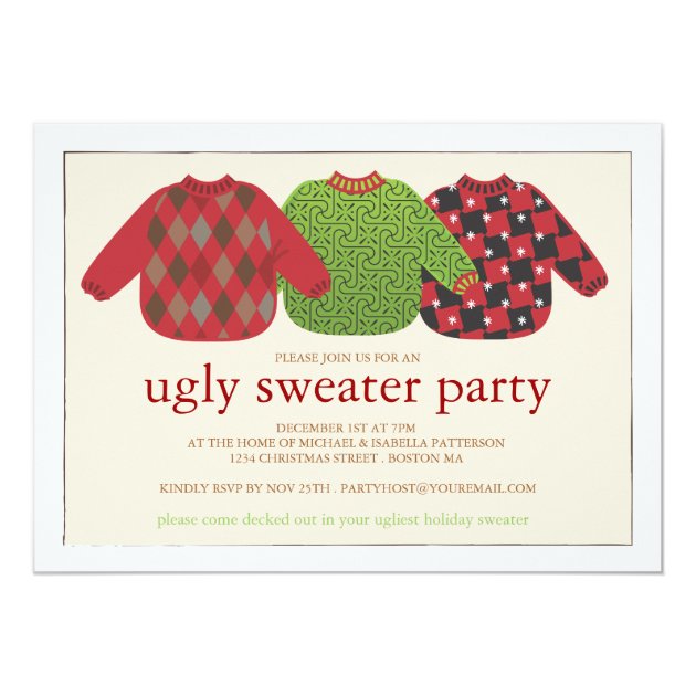 Ugly Christmas Sweater Party Invitation (front side)