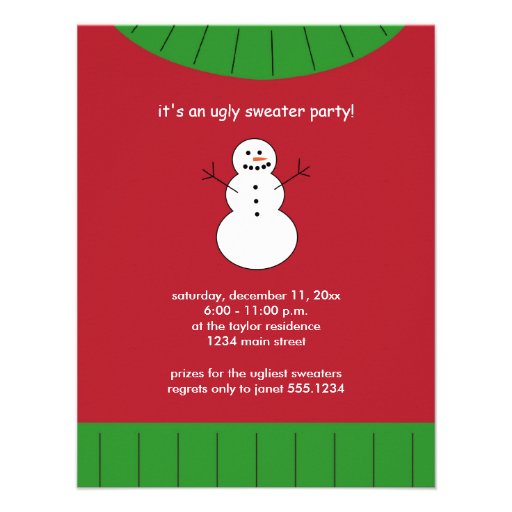 Ugly Christmas Sweater Party Invitations (front side)