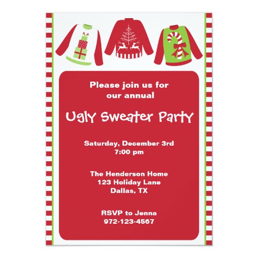 ugly christmas sweater party invitations zazzle ugly christmas sweater party invitations zazzle