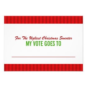 Ugly Christmas Sweater Voting Ballot Card