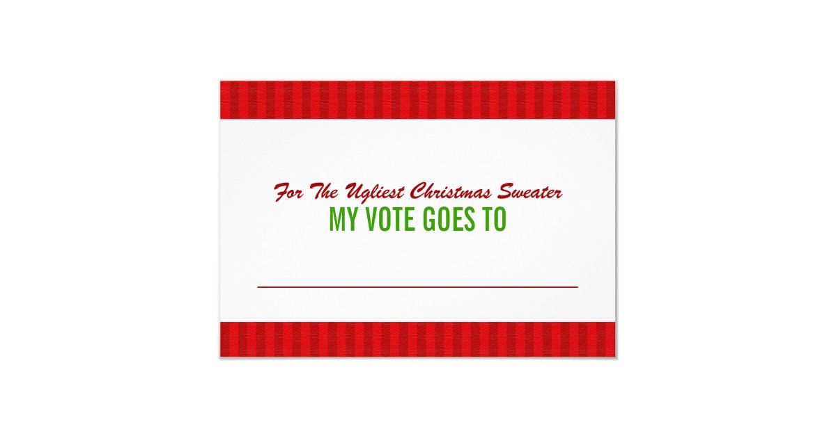 Ugly Christmas Sweater Voting Ballot Card Zazzle