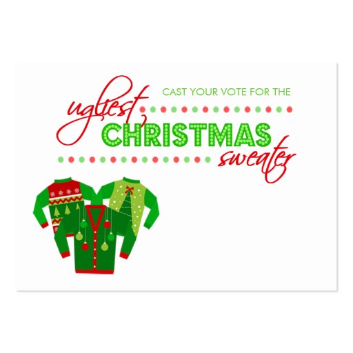 Ugly Christmas Sweater Voting Ballot Card Business Card (front side)