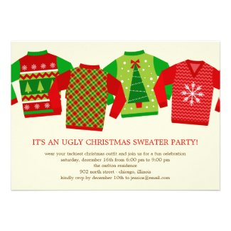 Ugly Christmas Sweaters Holiday Party Invitation