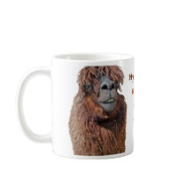 Ugly llama isolated on white mugs