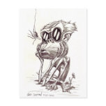Ugly Monkey with Flower and Bug (Postcard)