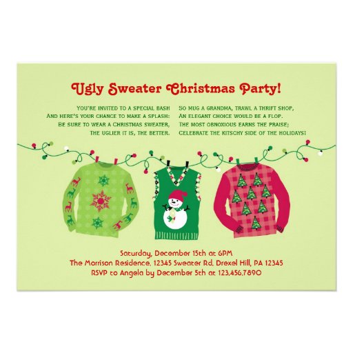 Ugly Sweater Christmas Party Invitation (front side)