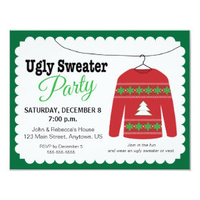 Ugly Sweater Christmas Party 4.25x5.5 Paper Invitation Card
