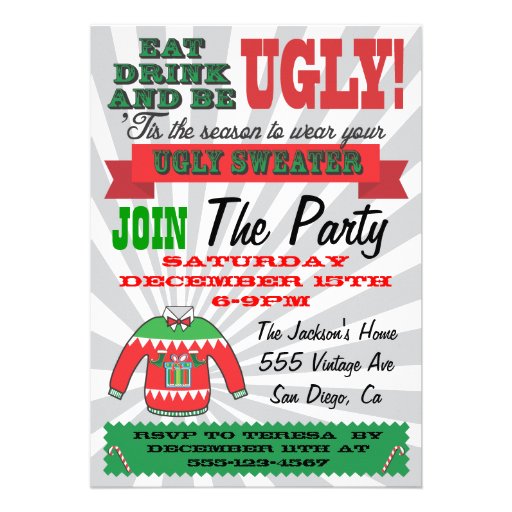 Ugly sweater Christmas Party Invitations