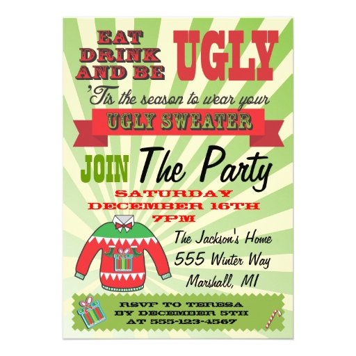 Ugly sweater Christmas Party Invitations
