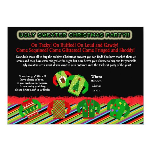 Ugly Sweater Christmas Party Invite Zazzle