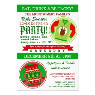 Ugly Sweater Christmas Party Personalized Invite