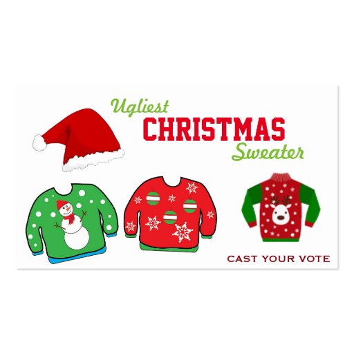 Ugly Sweater Christmas Party Voting Ballot Business Card (front side)