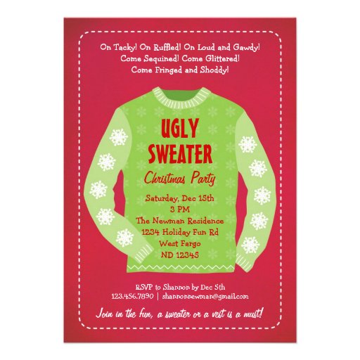 Ugly Sweater Holiday Party Invitation (front side)